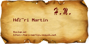 Hári Martin névjegykártya